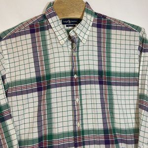 Ralph Lauren 2XL‎ XXL Men’s Multicolor Plaid Long Sleeve Button Front Shirt